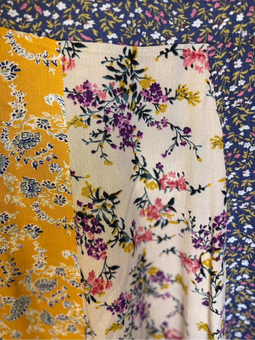 NATURAL LIFE Mixed Floral Patchwork Maxi Skirt - Yellow, Cream, Purple - Picture 6 of 7